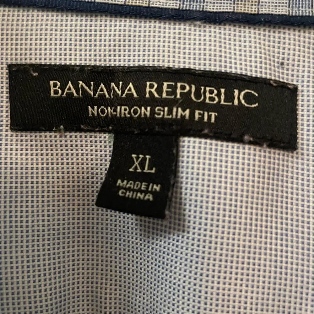 BANANA REPUBLIC | button down up shirt plaid XL non iron slim fit